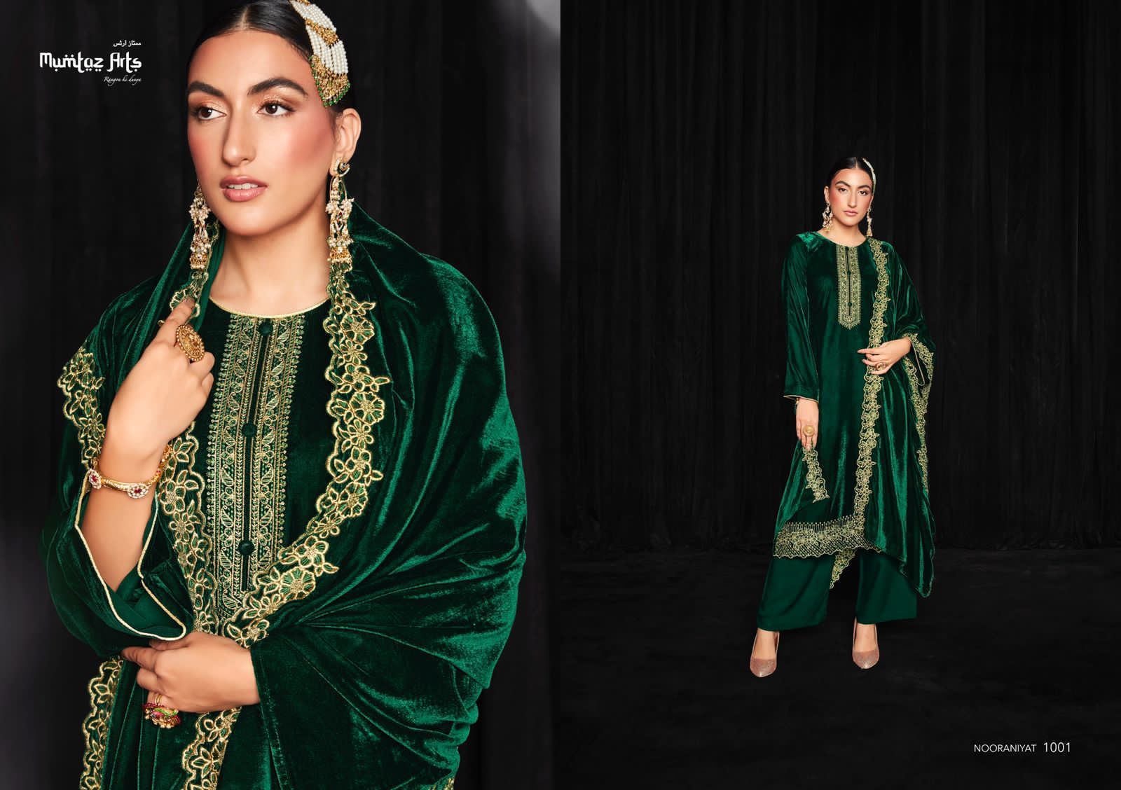 Mumtaz Nooraniyat Fancy Festive Wear Embroidery Velvet Dress Collection